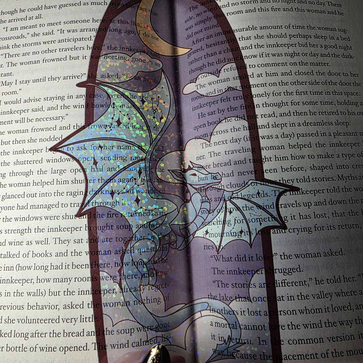 Celestial Dragon Stained Glass Style Bookmark: Handmade with Holographic Art 8