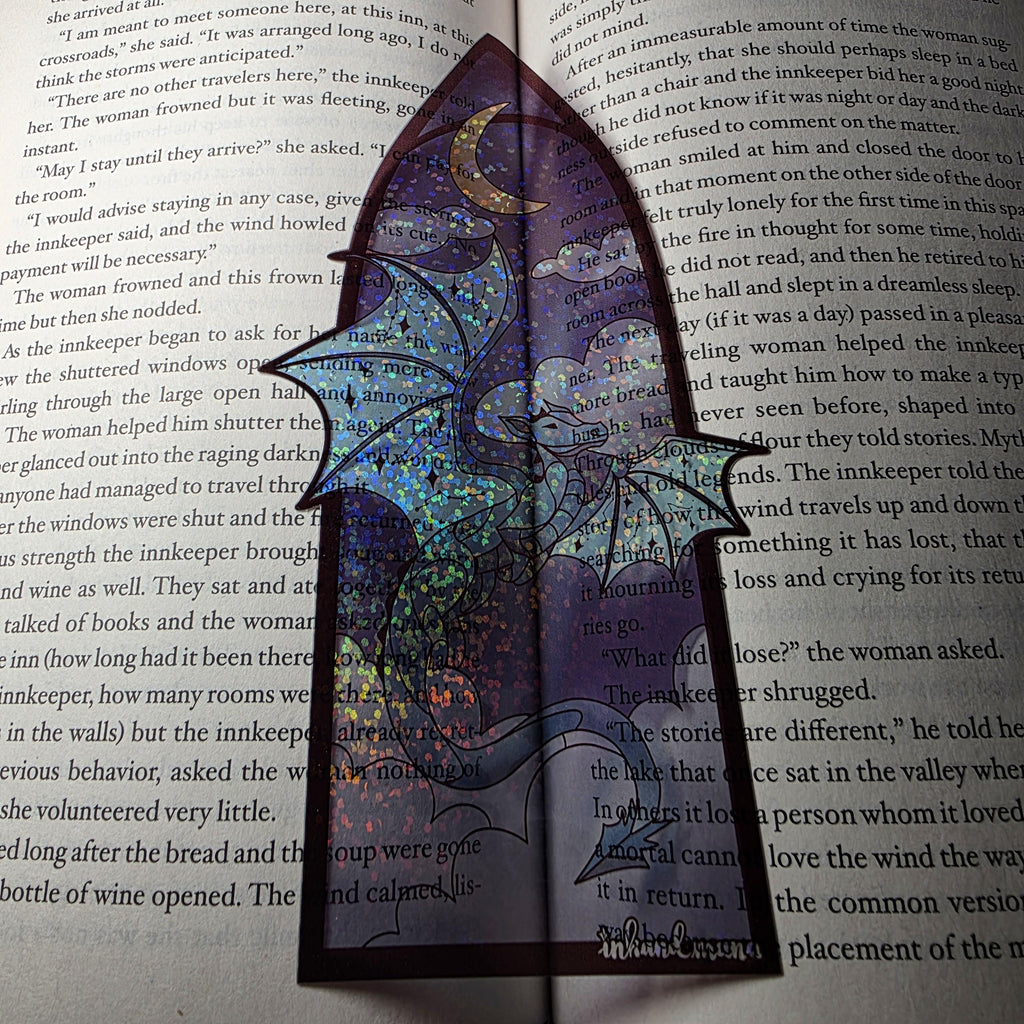 Celestial Dragon Stained Glass Style Bookmark: Handmade with Holographic Art 11