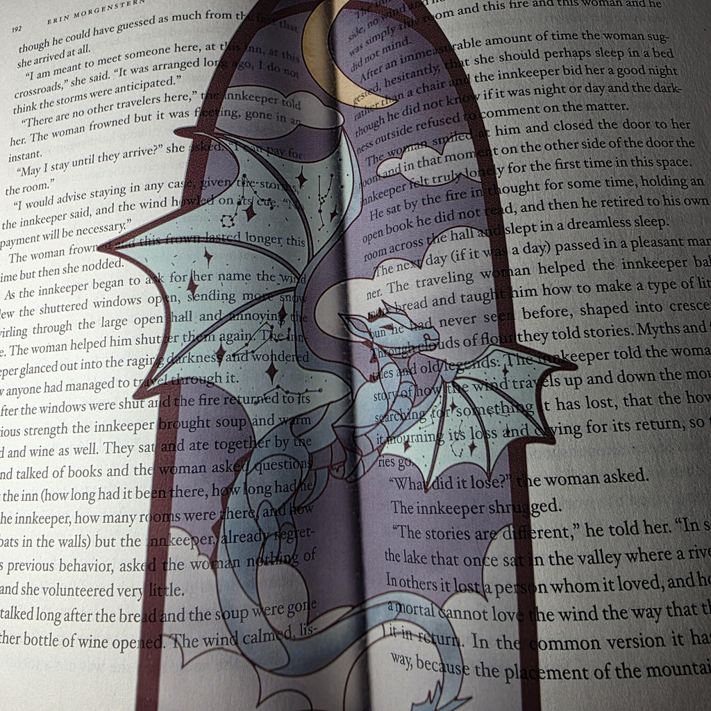 Celestial Dragon Stained Glass Style Bookmark: Handmade with Holographic Art 10