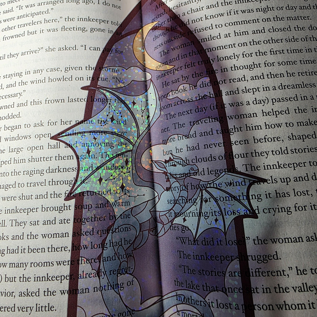 Celestial Dragon Stained Glass Style Bookmark: Handmade with Holographic Art 16