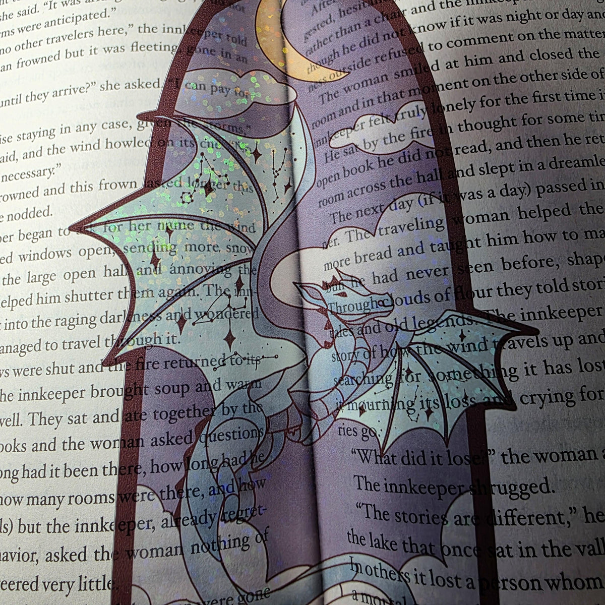 Celestial Dragon Stained Glass Style Bookmark: Handmade with Holographic Art 14
