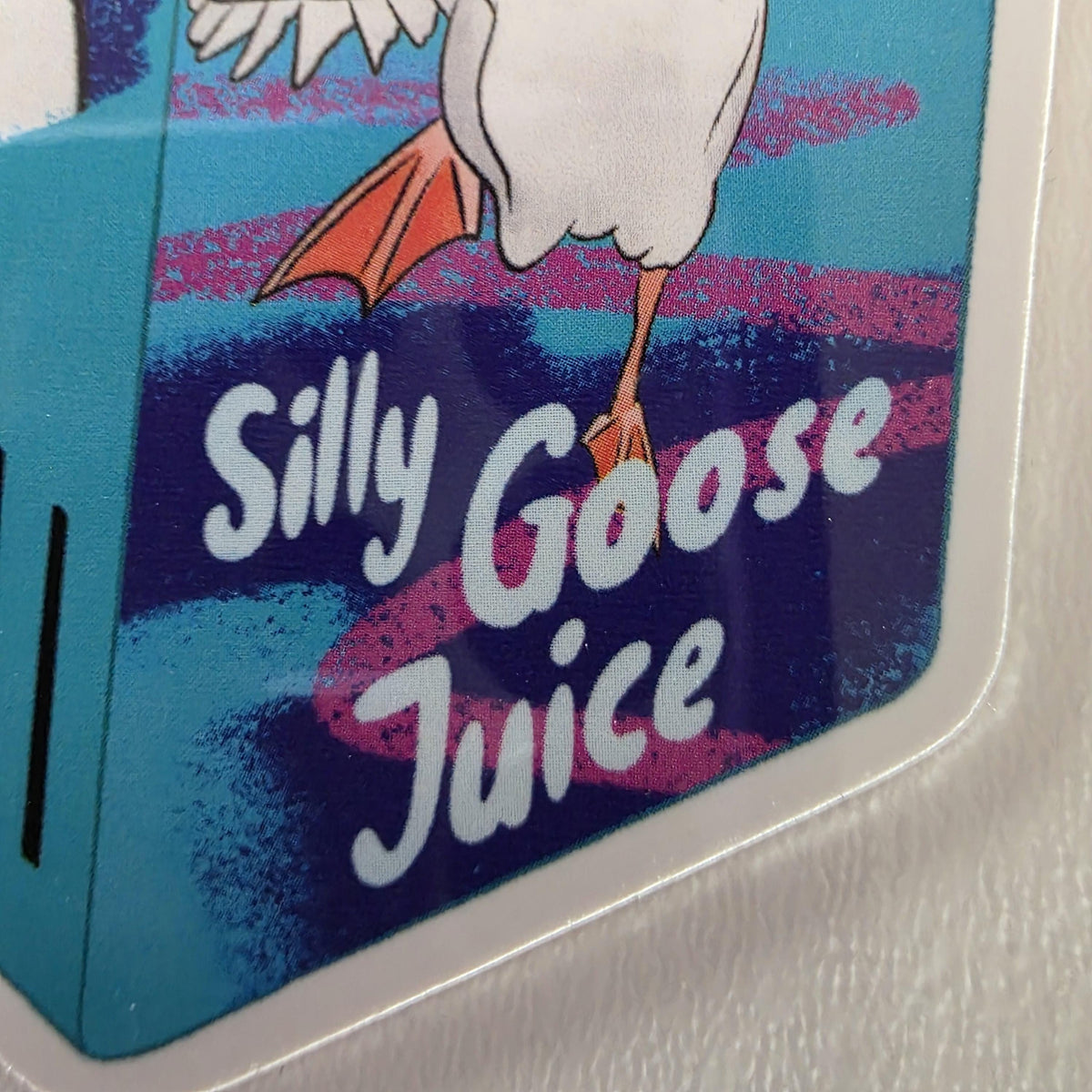 Silly Goose Juicebox Sticker, Retro 80s Colors, Funny Laptop Decal (3" Glossy) 4