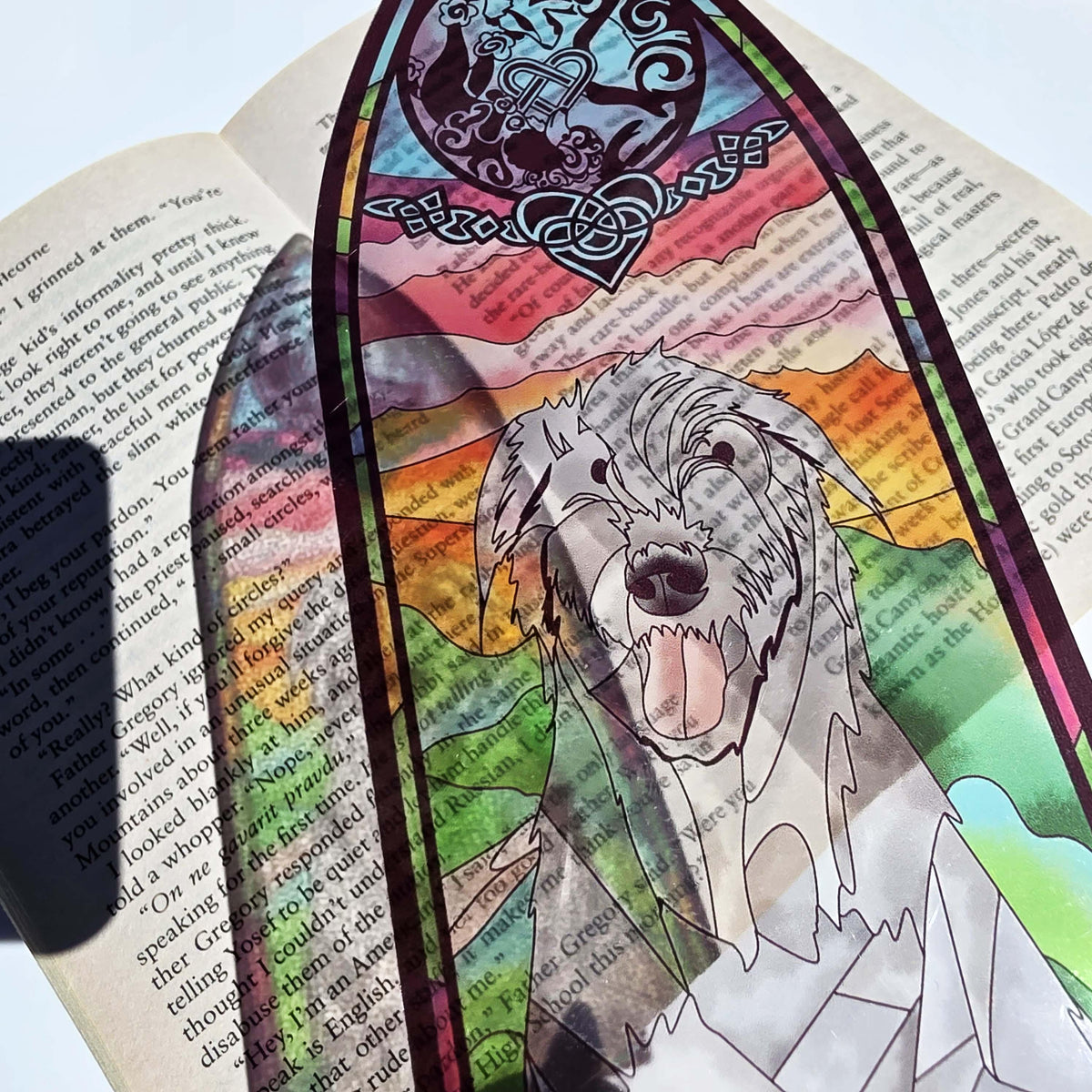 Iron Druid Chronicles Stained Glass Style Bookmark: Atticus and Oberon. Officially Licensed and Handmade. 2
