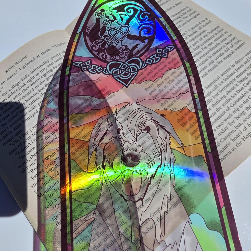 Iron Druid Chronicles Stained Glass Style Bookmark: Atticus and Oberon. Officially Licensed and Handmade. 13