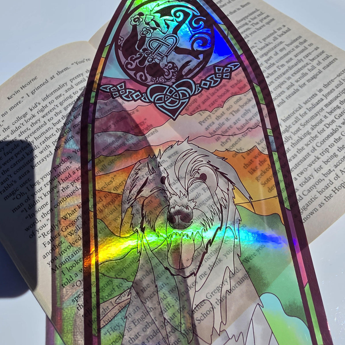 Iron Druid Chronicles Stained Glass Style Bookmark: Atticus and Oberon. Officially Licensed and Handmade. 13