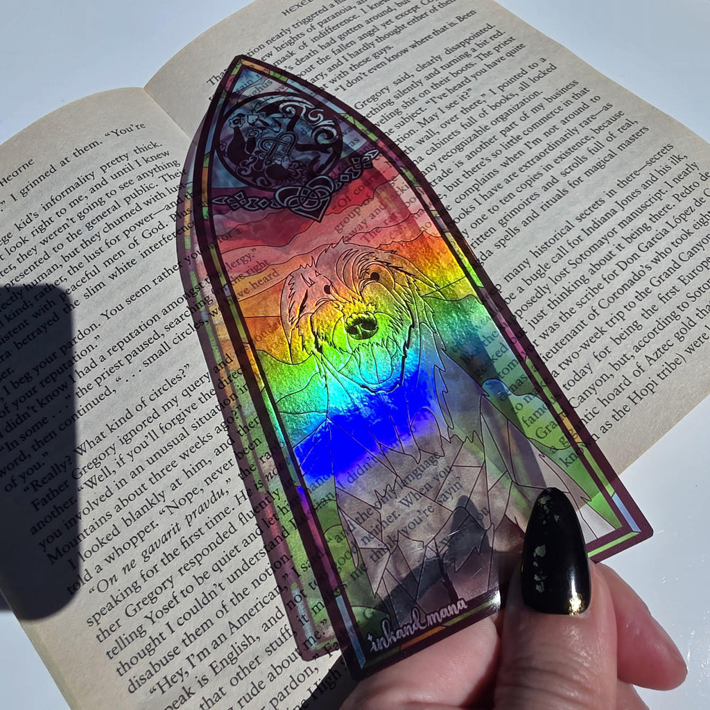 Iron Druid Chronicles Stained Glass Style Bookmark: Atticus and Oberon. Officially Licensed and Handmade. 17