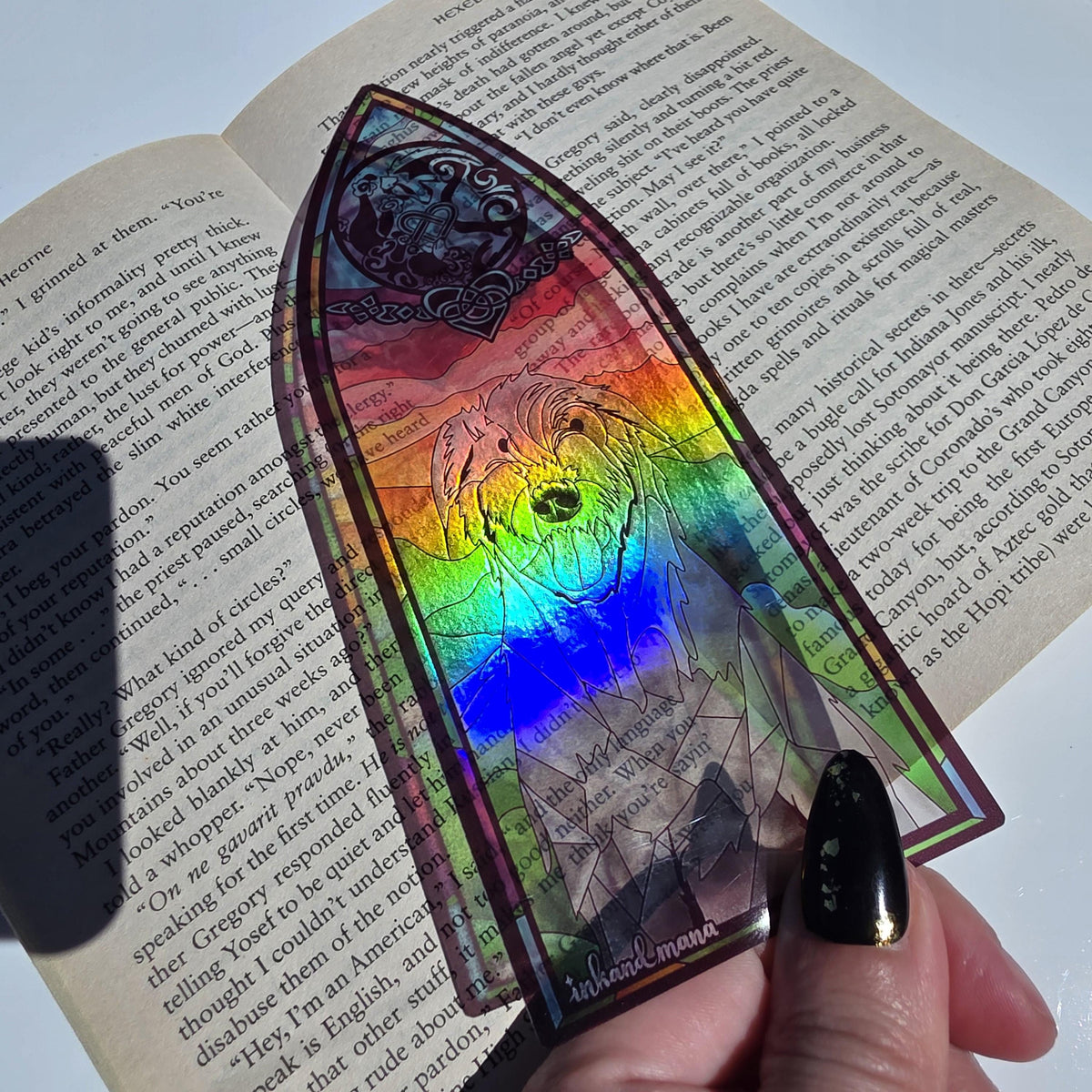Iron Druid Chronicles Stained Glass Style Bookmark: Atticus and Oberon. Officially Licensed and Handmade. 17