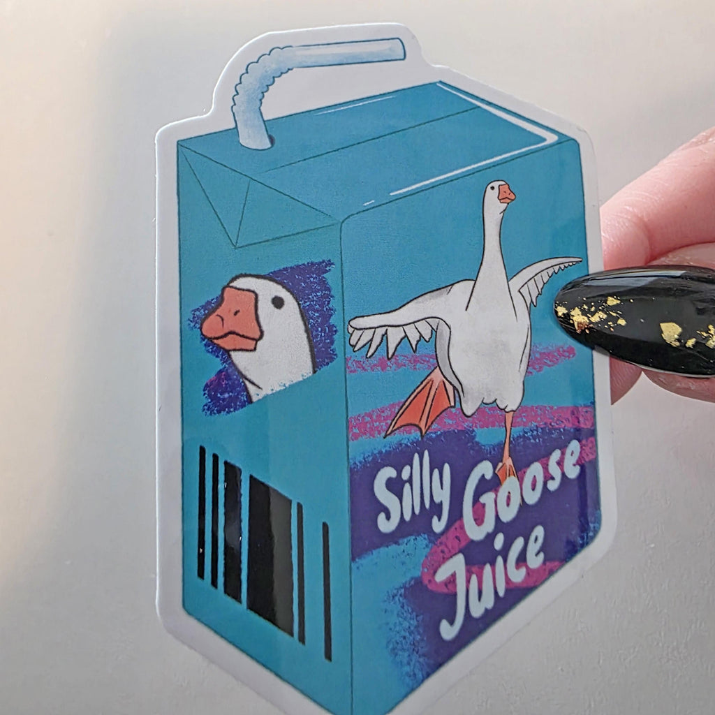 Silly Goose Juicebox Sticker, Retro 80s Colors, Funny Laptop Decal (3" Glossy)