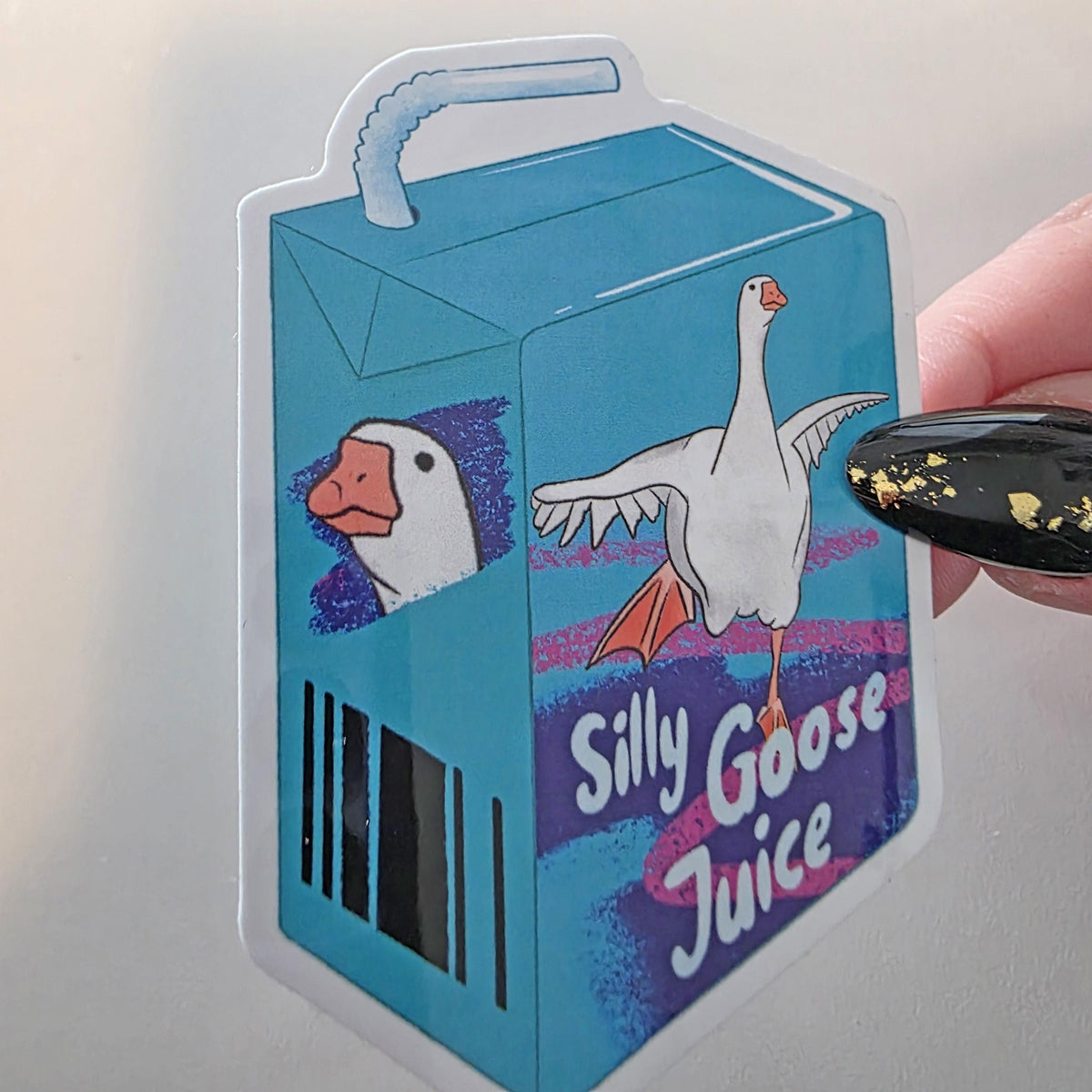 Silly Goose Juicebox Sticker, Retro 80s Colors, Funny Laptop Decal (3" Glossy)