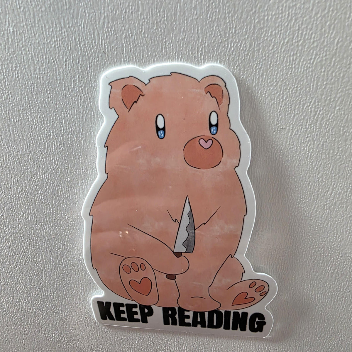 Bear with Knife Sticker sayingKeep Reading (3" Glossy Finish) 5
