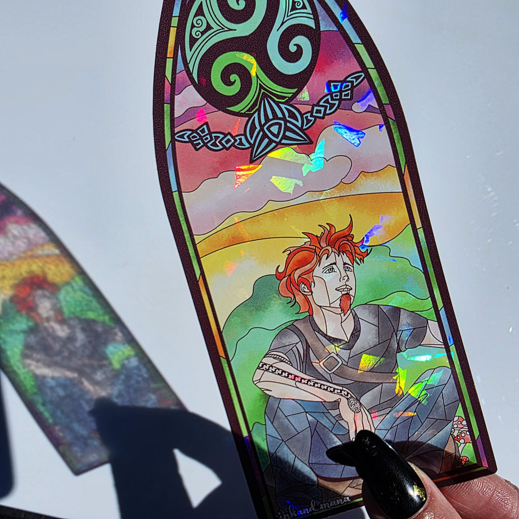 Iron Druid Chronicles Stained Glass Style Bookmark: Atticus and Oberon. Officially Licensed and Handmade. 10