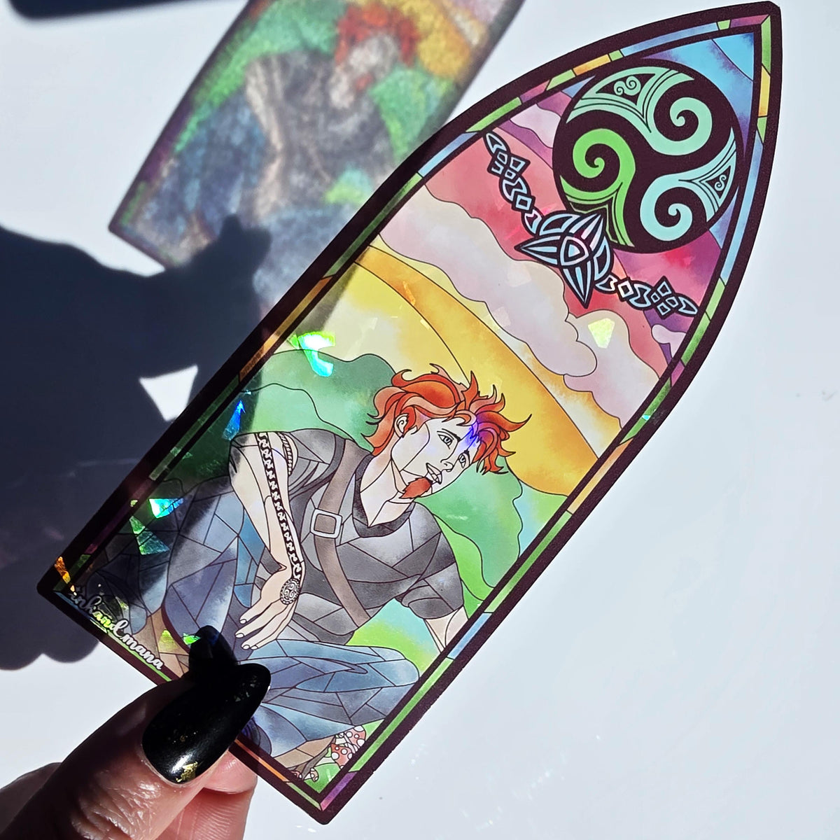 Iron Druid Chronicles Stained Glass Style Bookmark: Atticus and Oberon. Officially Licensed and Handmade. 14