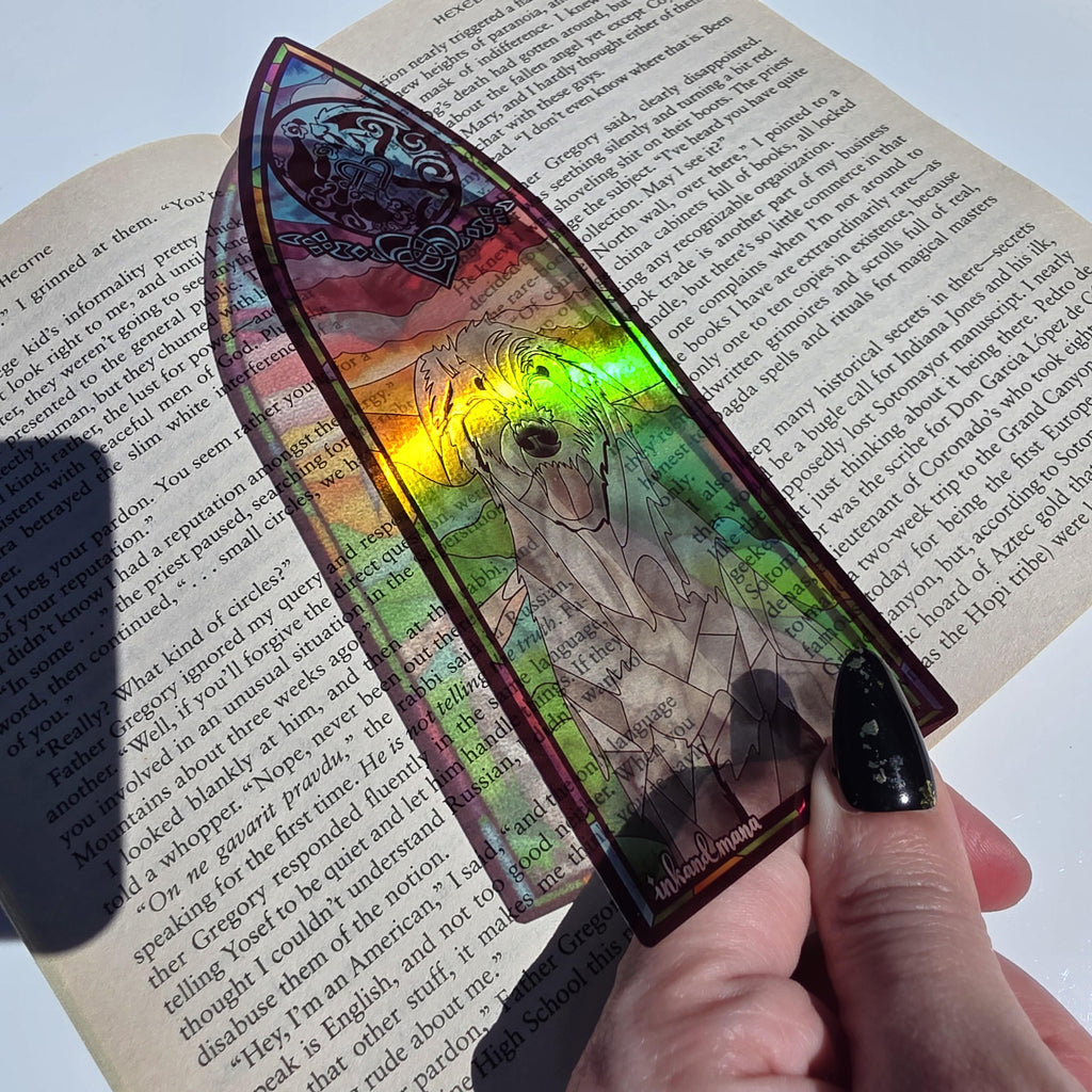 Iron Druid Chronicles Stained Glass Style Bookmark: Atticus and Oberon. Officially Licensed and Handmade. 9