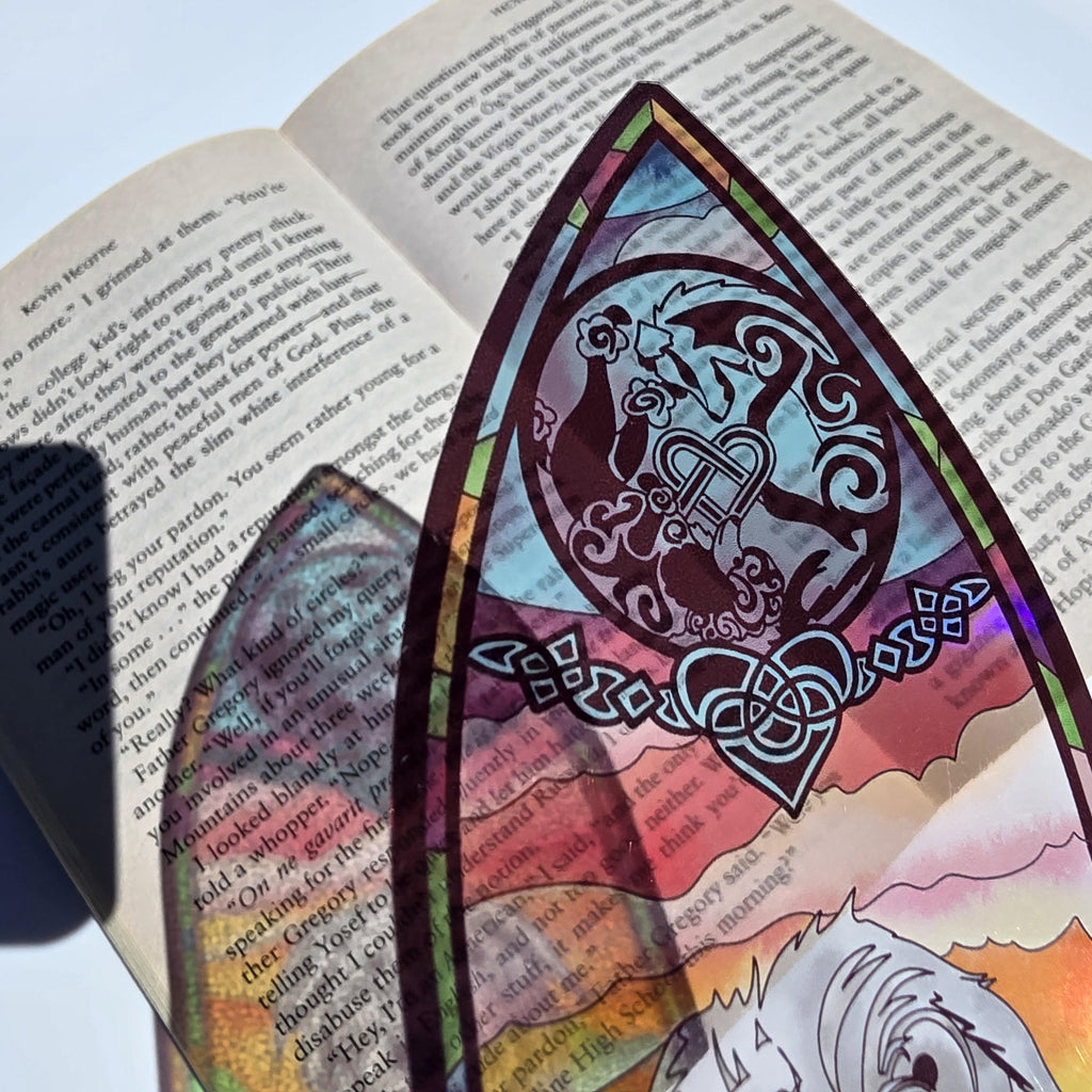 Iron Druid Chronicles Stained Glass Style Bookmark: Atticus and Oberon. Officially Licensed and Handmade. 5