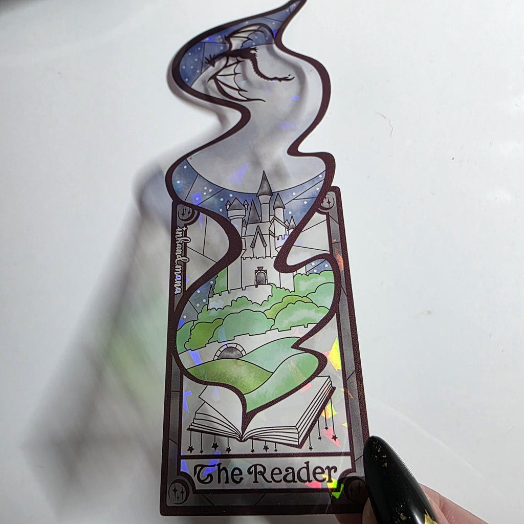 The Reader Tarot Card Stained Glass Bookmark: Handmade with Holographic Art 5