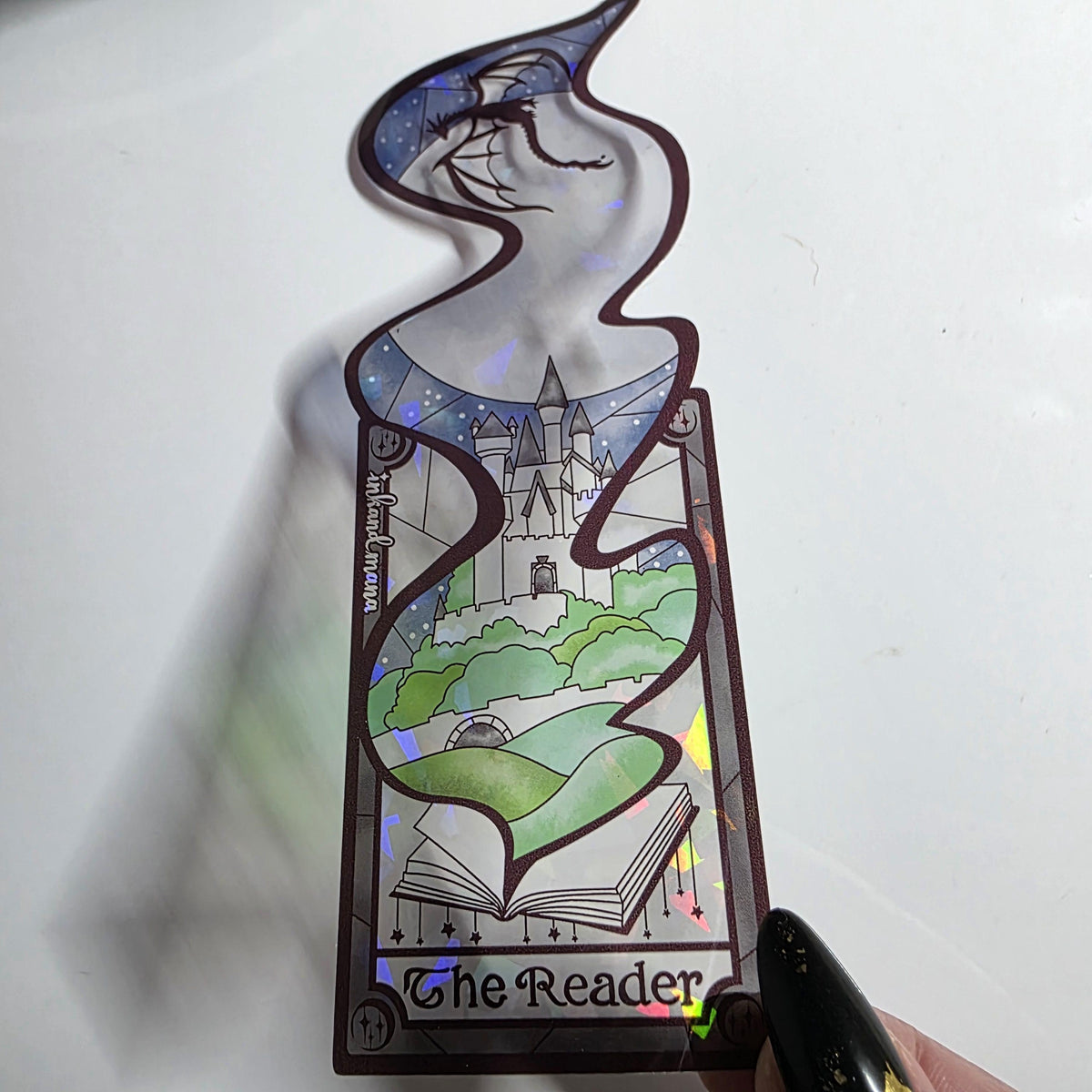 The Reader Tarot Card Stained Glass Bookmark: Handmade with Holographic Art 5
