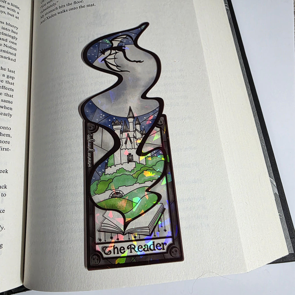The Reader Tarot Card Stained Glass Bookmark: Handmade with Holographic Art 8
