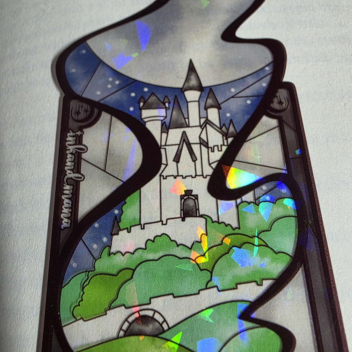 The Reader Tarot Card Stained Glass Bookmark: Handmade with Holographic Art 3