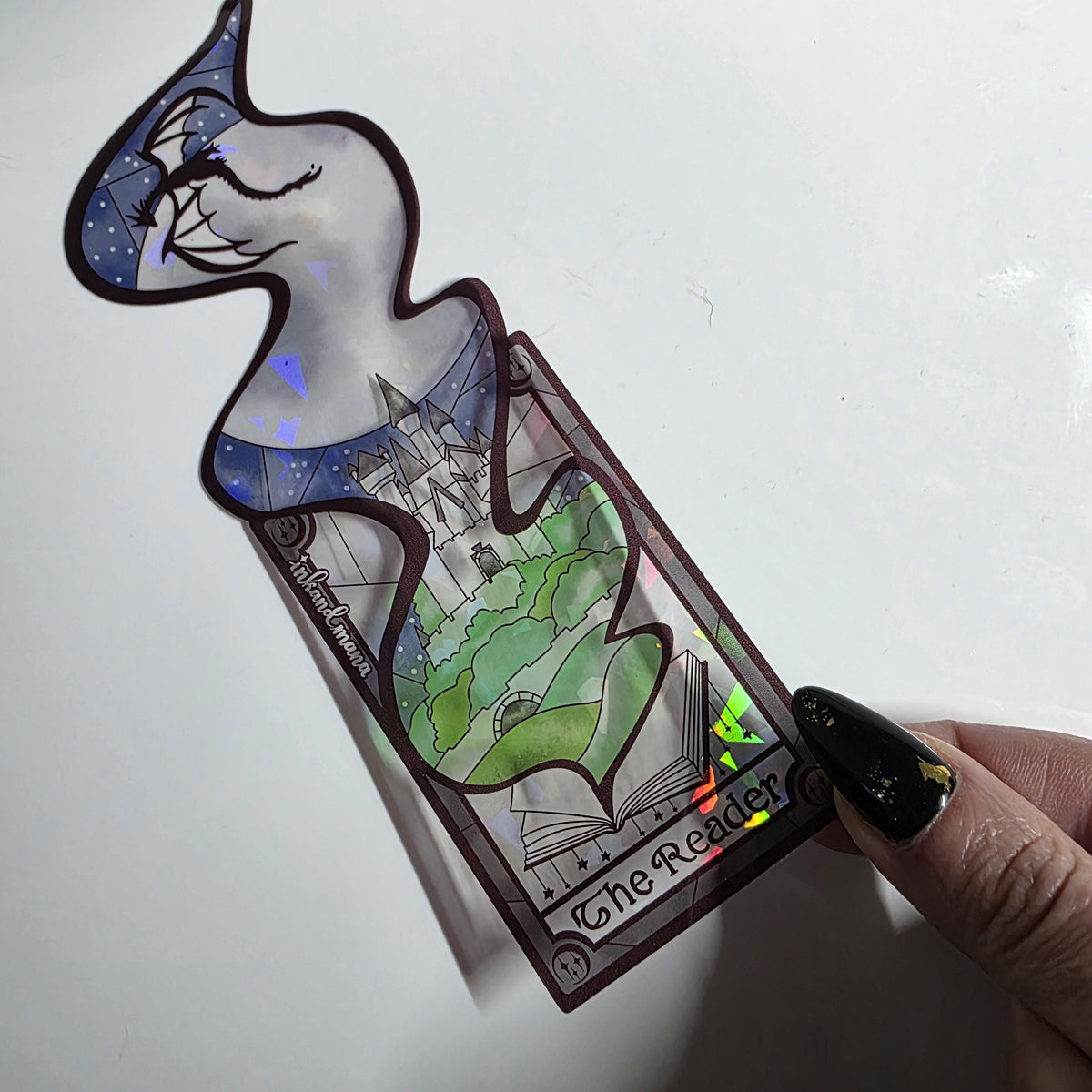 The Reader Tarot Card Stained Glass Bookmark: Handmade with Holographic Art 11