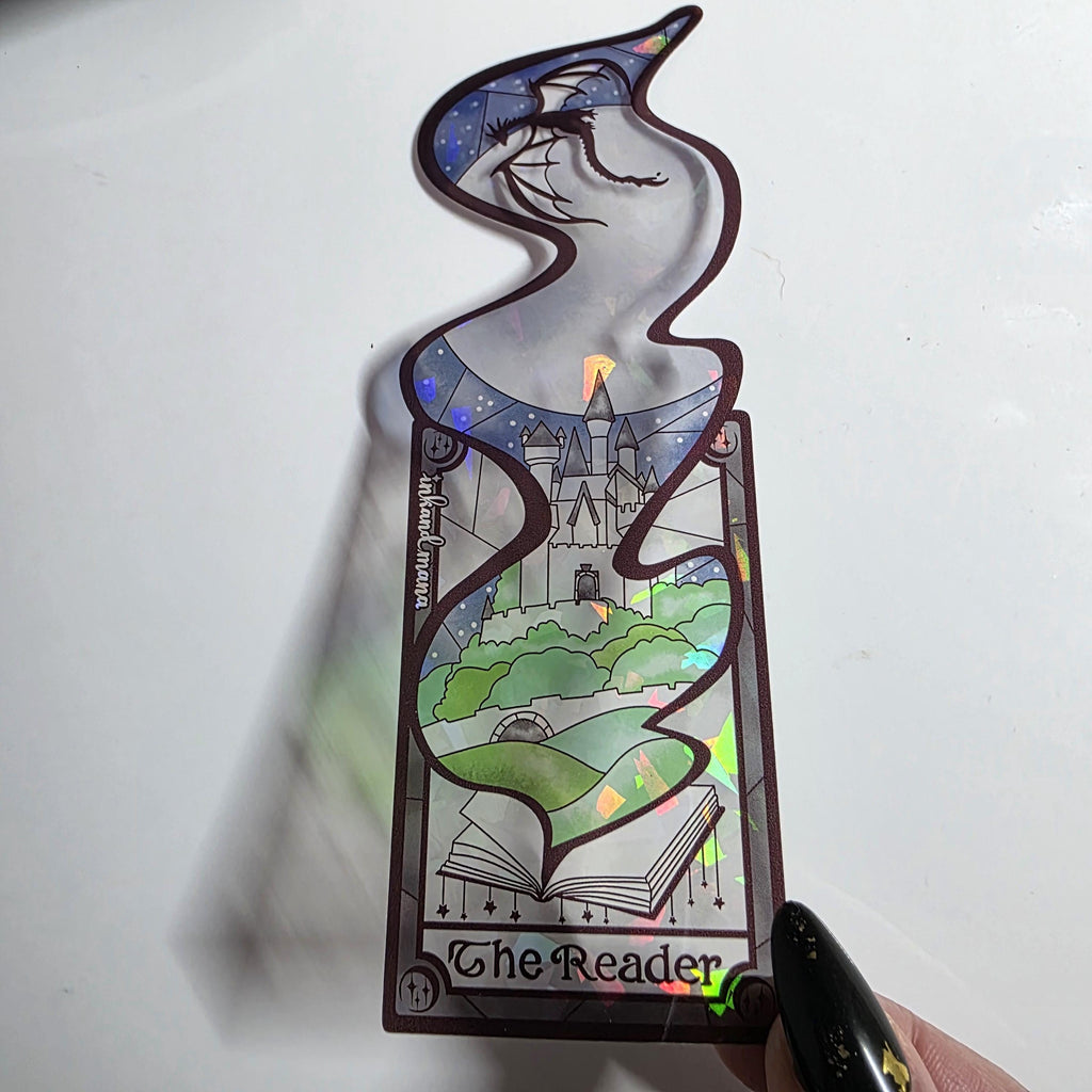 The Reader Tarot Card Stained Glass Bookmark: Handmade with Holographic Art 14