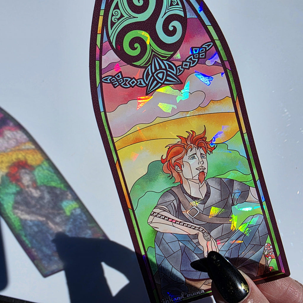 Iron Druid Chronicles Stained Glass Style Bookmark: Atticus and Oberon. Officially Licensed and Handmade. 12