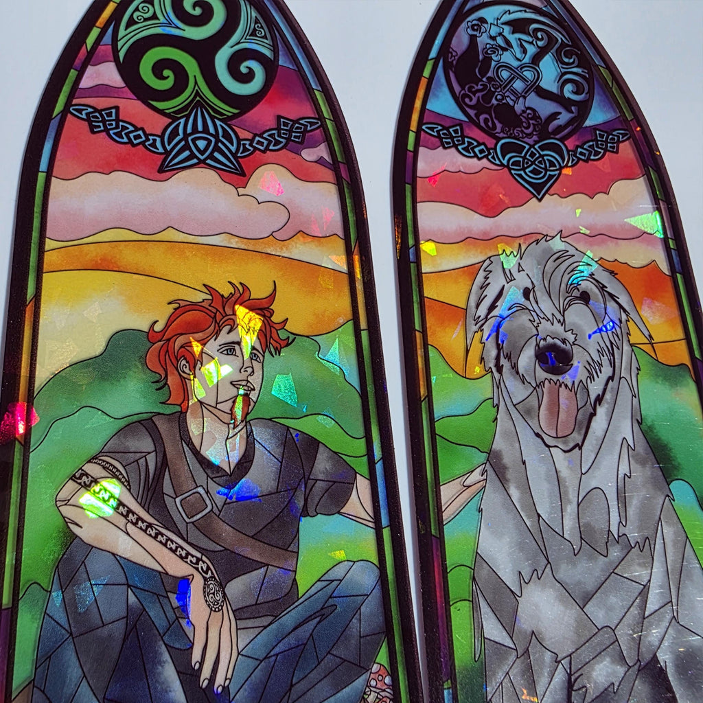 Iron Druid Chronicles Stained Glass Style Bookmark: Atticus and Oberon. Officially Licensed and Handmade. 4