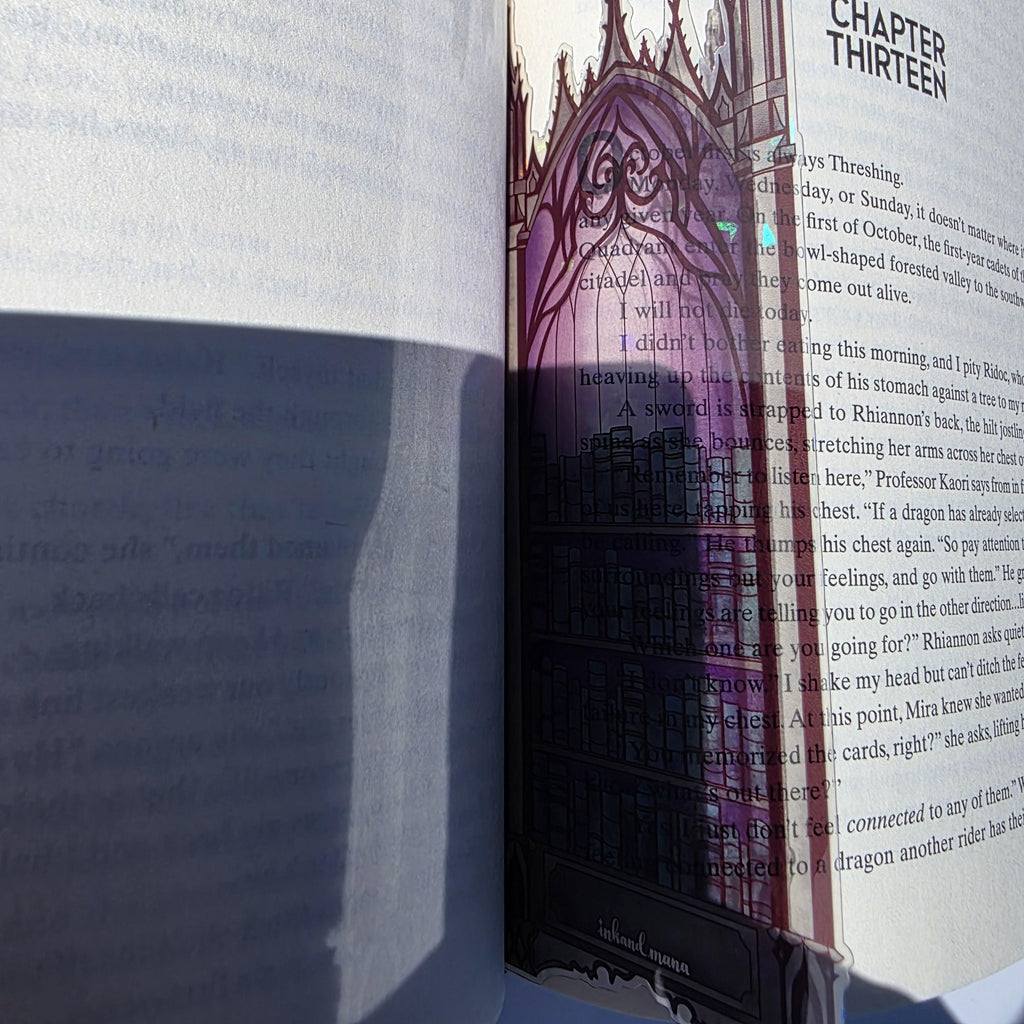 Gothic Bookcase Stained Glass Style Bookmark: Handmade with Holographic Art 18