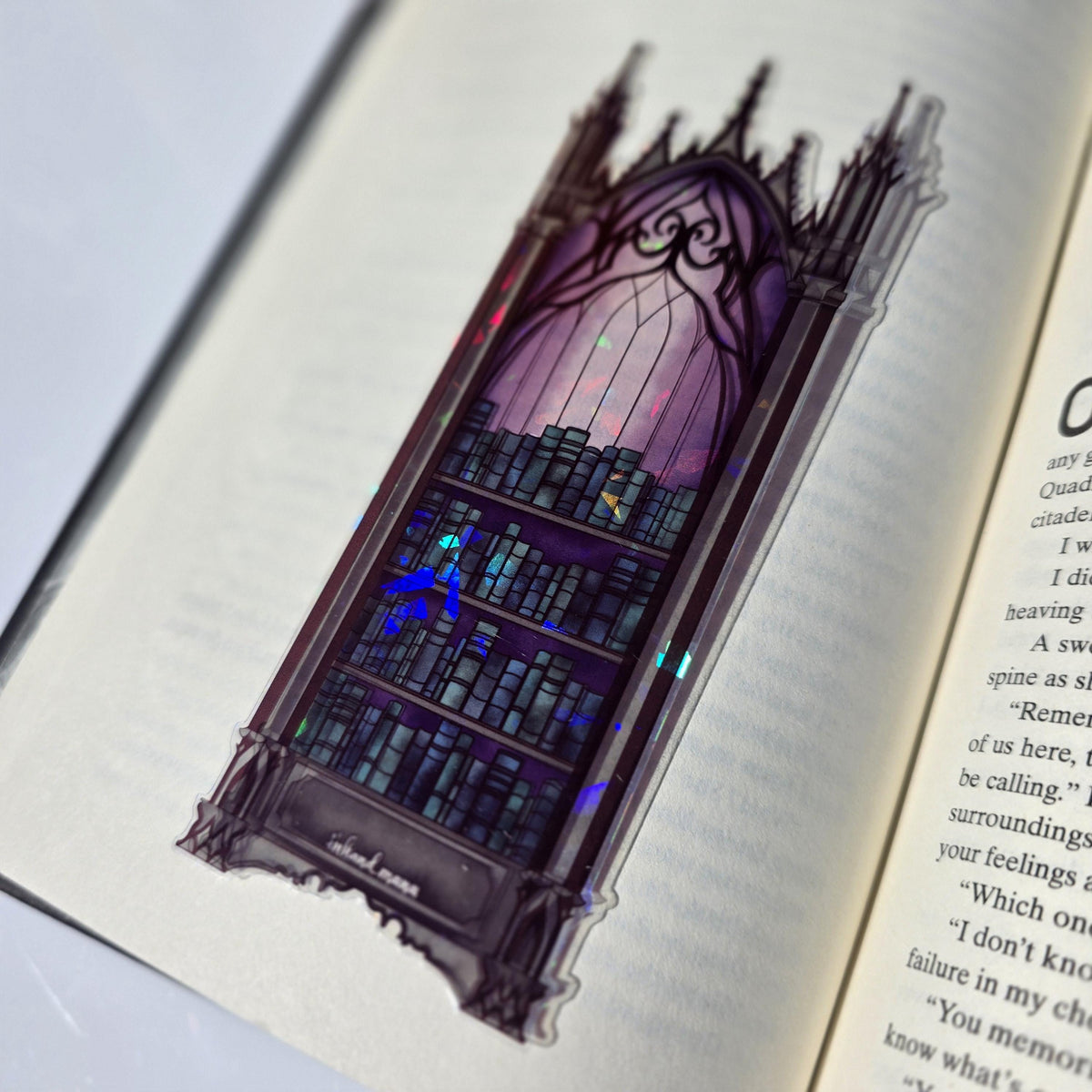 Gothic Bookcase Stained Glass Style Bookmark: Handmade with Holographic Art 16
