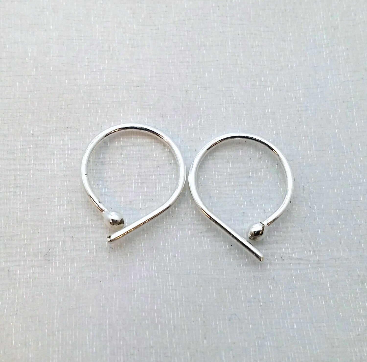 Fine Silver Sleeper Hoop Earrings: Tiny Bud, Second Piercing (10mm)