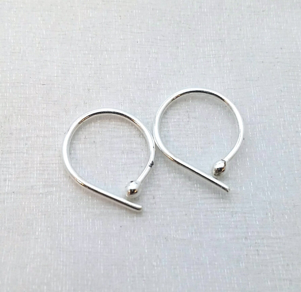 Fine Silver Sleeper Hoop Earrings: Tiny Bud, Second Piercing (10mm)