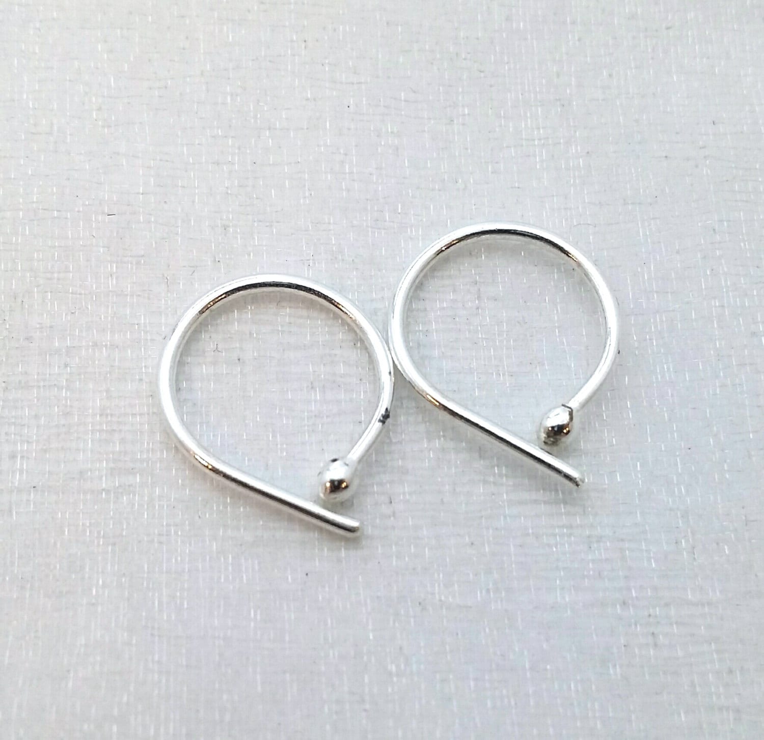 Fine Silver Sleeper Hoop Earrings: Tiny Bud, Second Piercing (10mm)