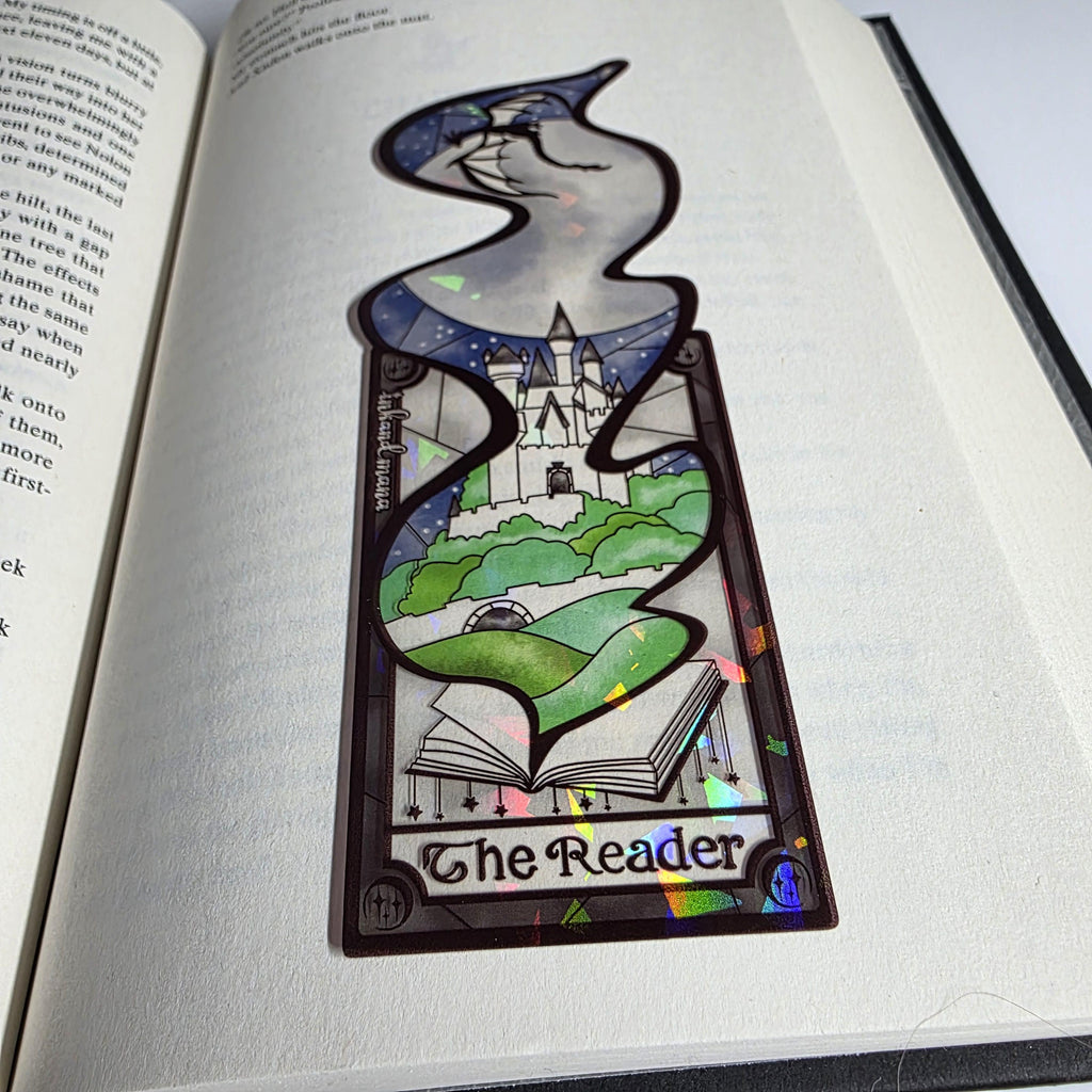 The Reader Tarot Card Stained Glass Bookmark: Handmade with Holographic Art 13