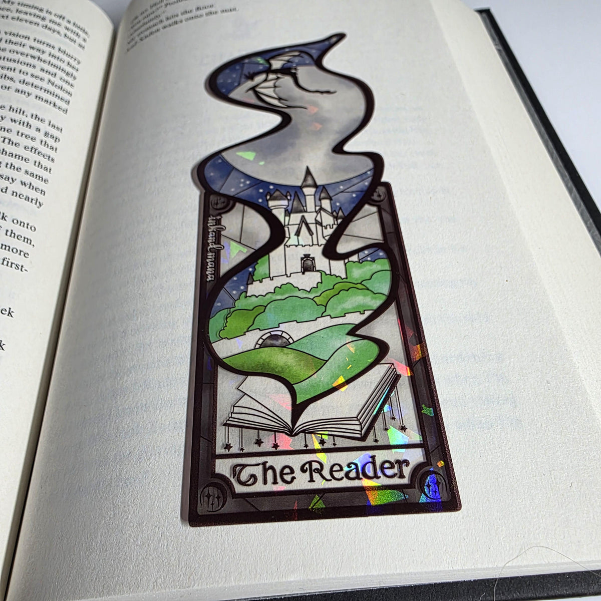The Reader Tarot Card Stained Glass Bookmark: Handmade with Holographic Art 13