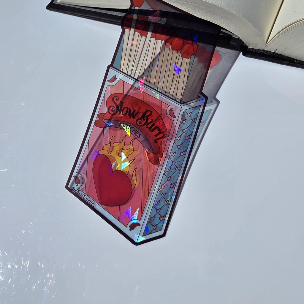 Slow Burn Matches: Stained Glass Style Bookmark. For romance and romantasy lovers! Handmade with Holographic Art 9