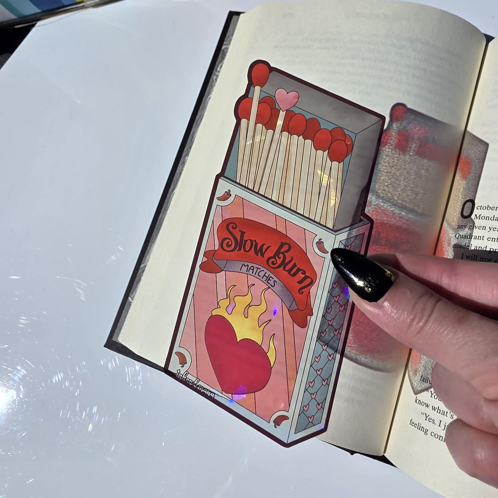 Slow Burn Matches: Stained Glass Style Bookmark. For romance and romantasy lovers! Handmade with Holographic Art 7