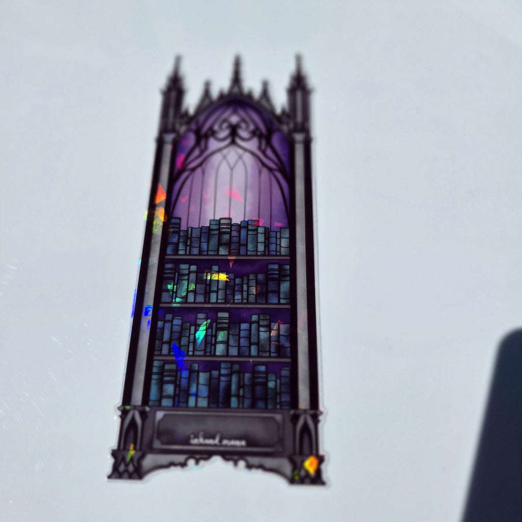 Gothic Bookcase Stained Glass Style Bookmark: Handmade with Holographic Art 15