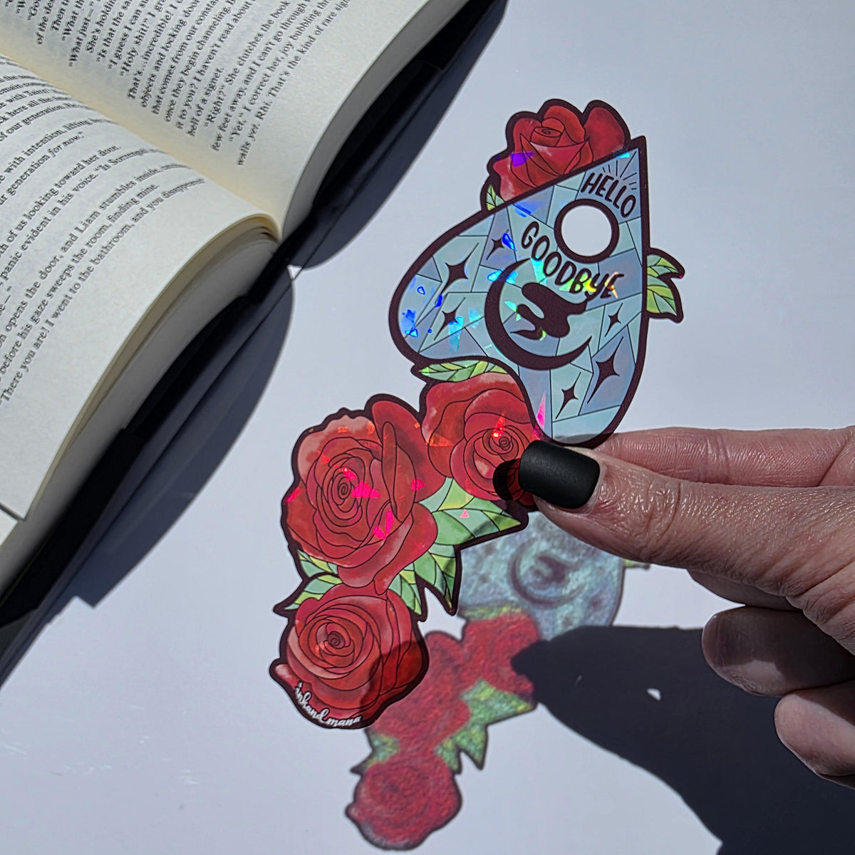 Gothic Spirit Board Stained Glass Style Bookmark: Handmade with Holographic Art and Two Colour Options