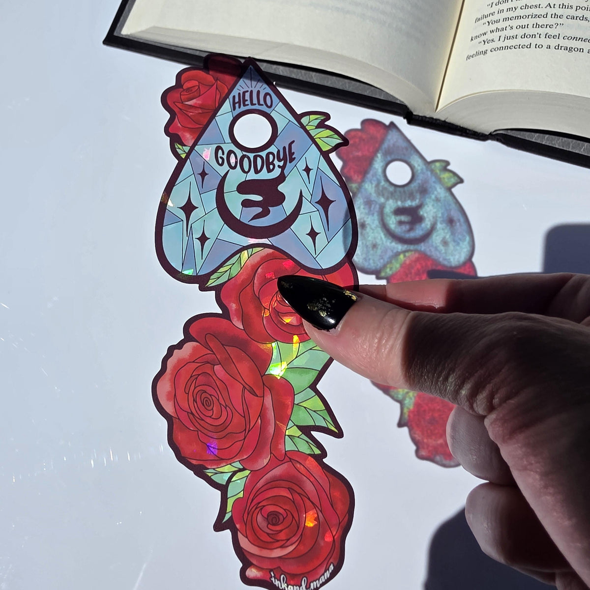 Gothic Spirit Board Stained Glass Style Bookmark: Handmade with Holographic Art and Two Colour Options 4