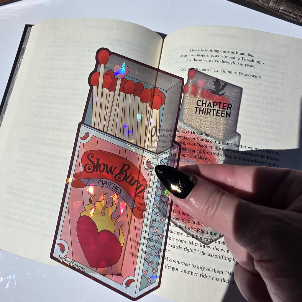 Slow Burn Matches: Stained Glass Style Bookmark. For romance and romantasy lovers! Handmade with Holographic Art 5