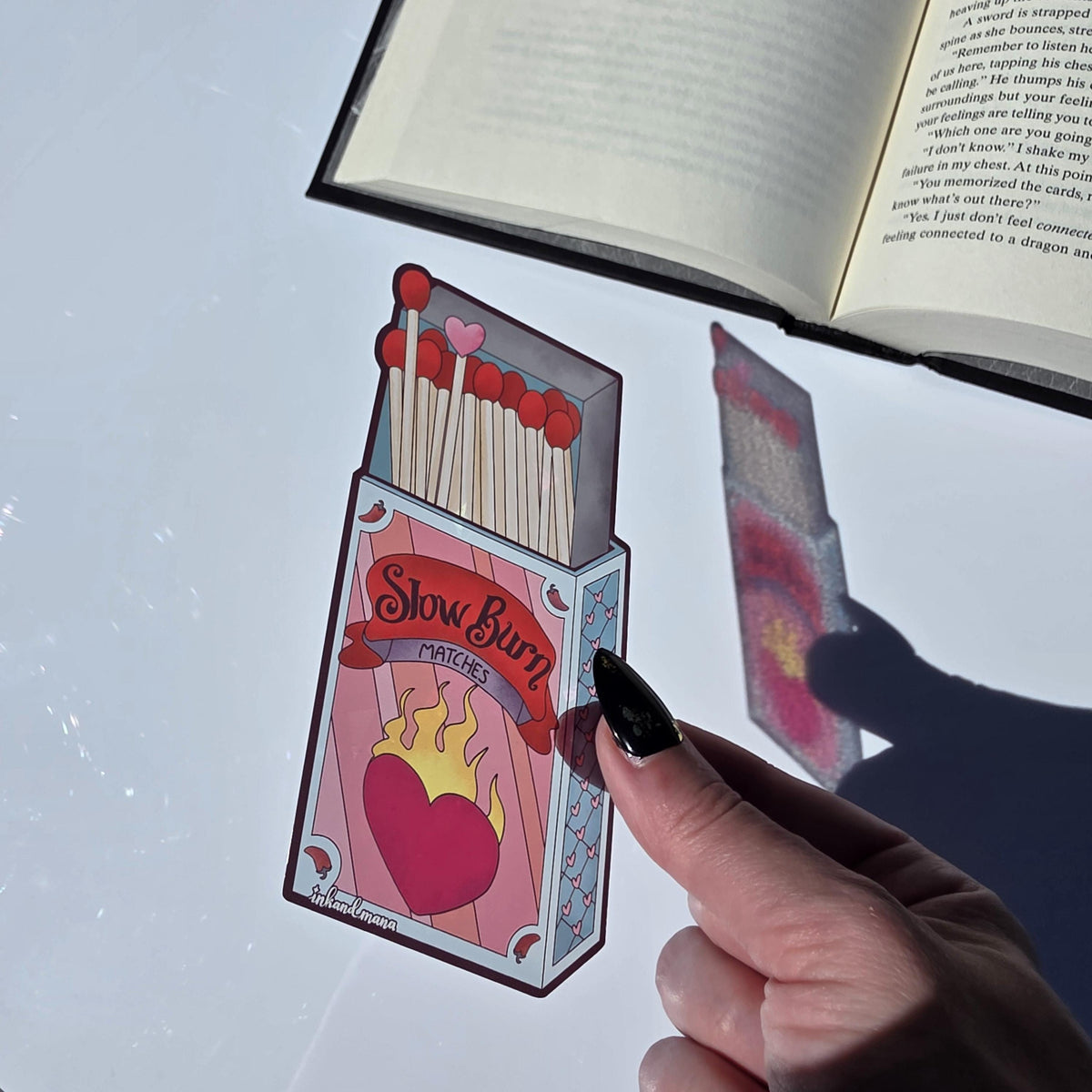 Slow Burn Matches: Stained Glass Style Bookmark. For romance and romantasy lovers! Handmade with Holographic Art 11