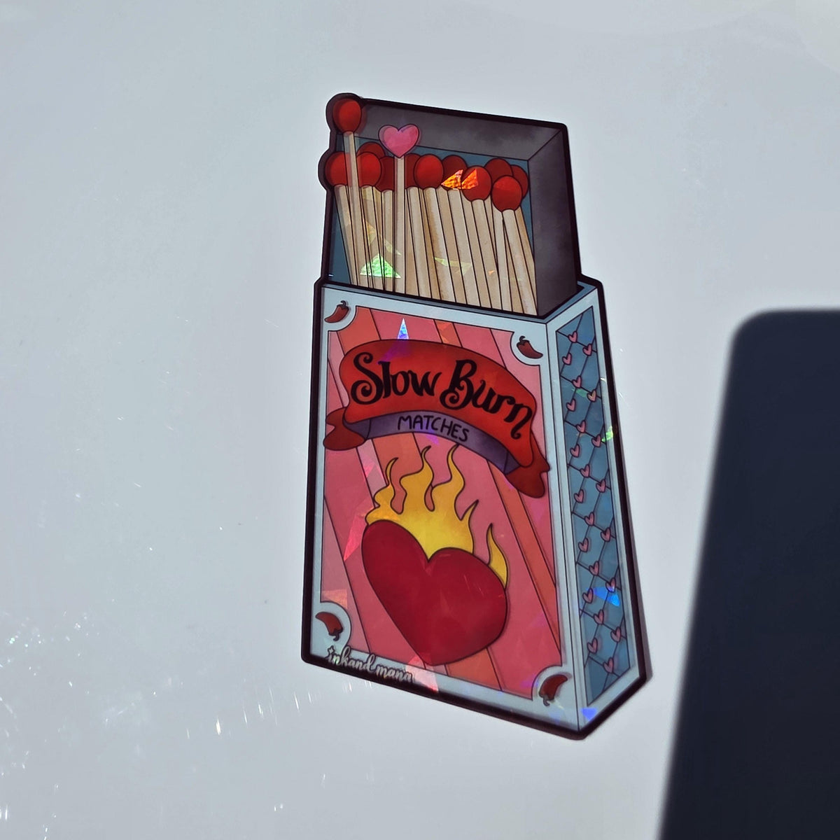 Slow Burn Matches: Stained Glass Style Bookmark. For romance and romantasy lovers! Handmade with Holographic Art 12