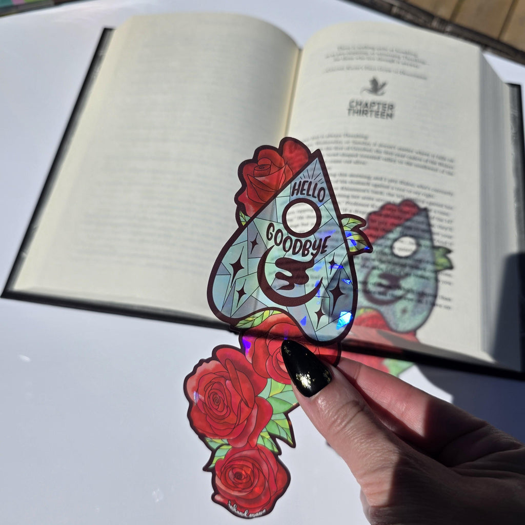 Gothic Spirit Board Stained Glass Style Bookmark: Handmade with Holographic Art and Two Colour Options 3