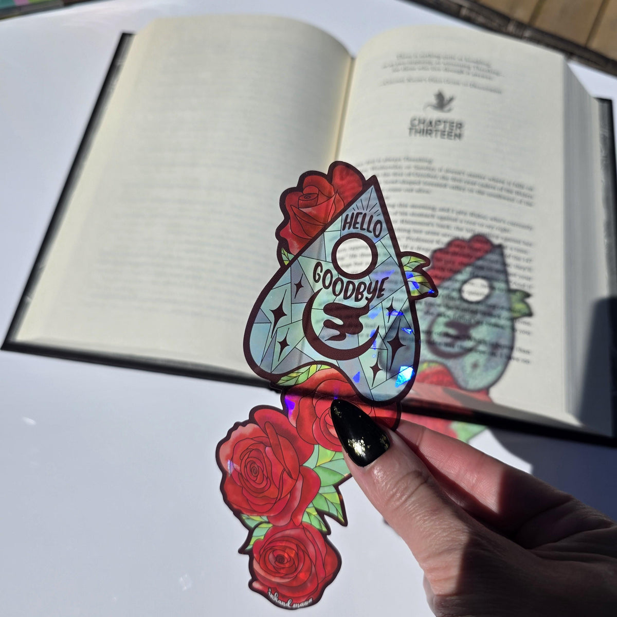 Gothic Spirit Board Stained Glass Style Bookmark: Handmade with Holographic Art and Two Colour Options 3