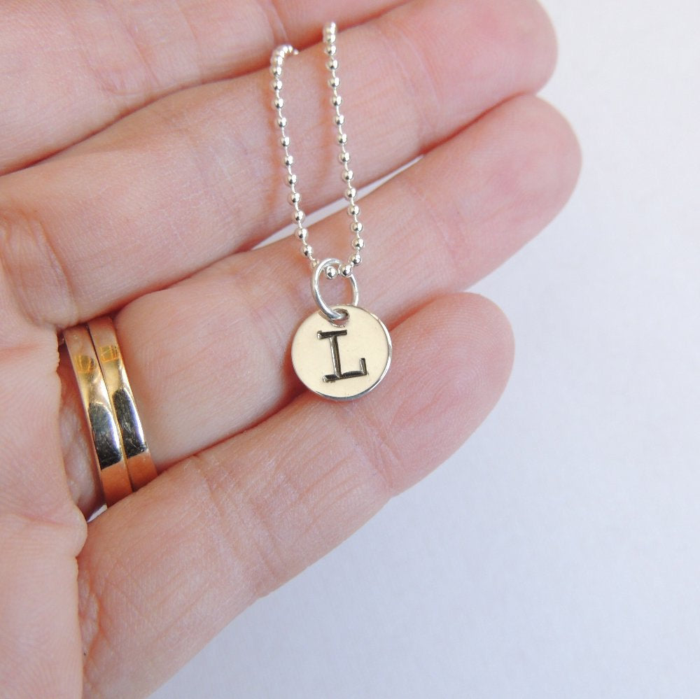 Initial Necklace Sterling Silver Personalized Jewellery Custom Stamped Typewriter Font