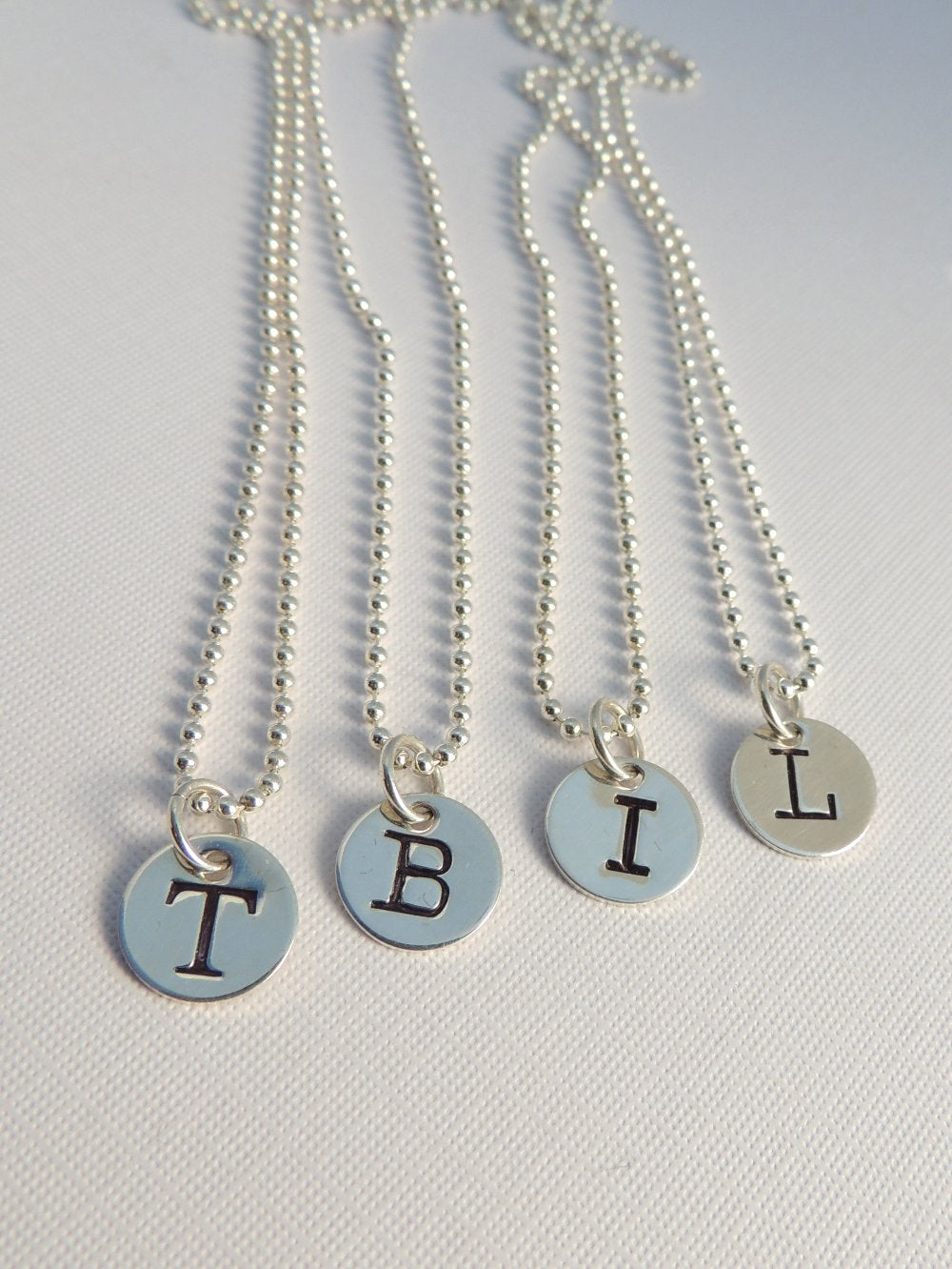 Initial Necklace Sterling Silver Personalized Jewellery Custom Stamped Typewriter Font