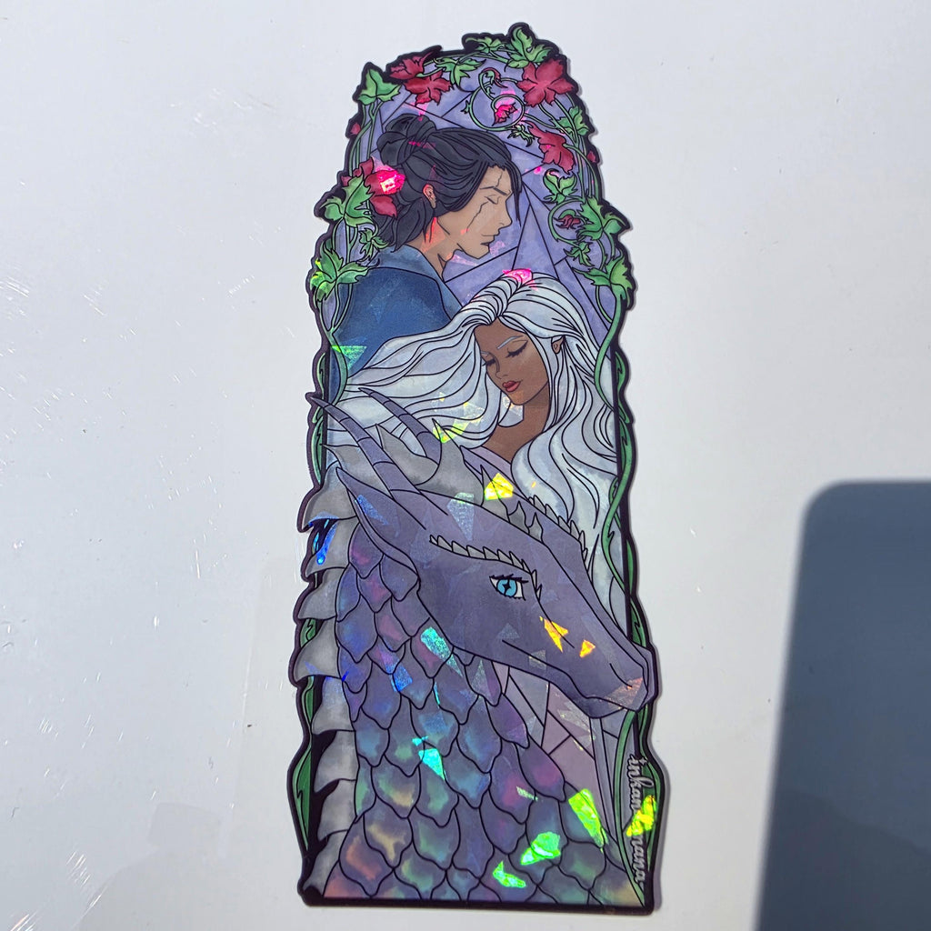 Kindred's Curse Stained Glass Style Bookmark: Everflame Merch, Penn Cole Licensed Artwork featuring Sorae, Diem and Luther 3