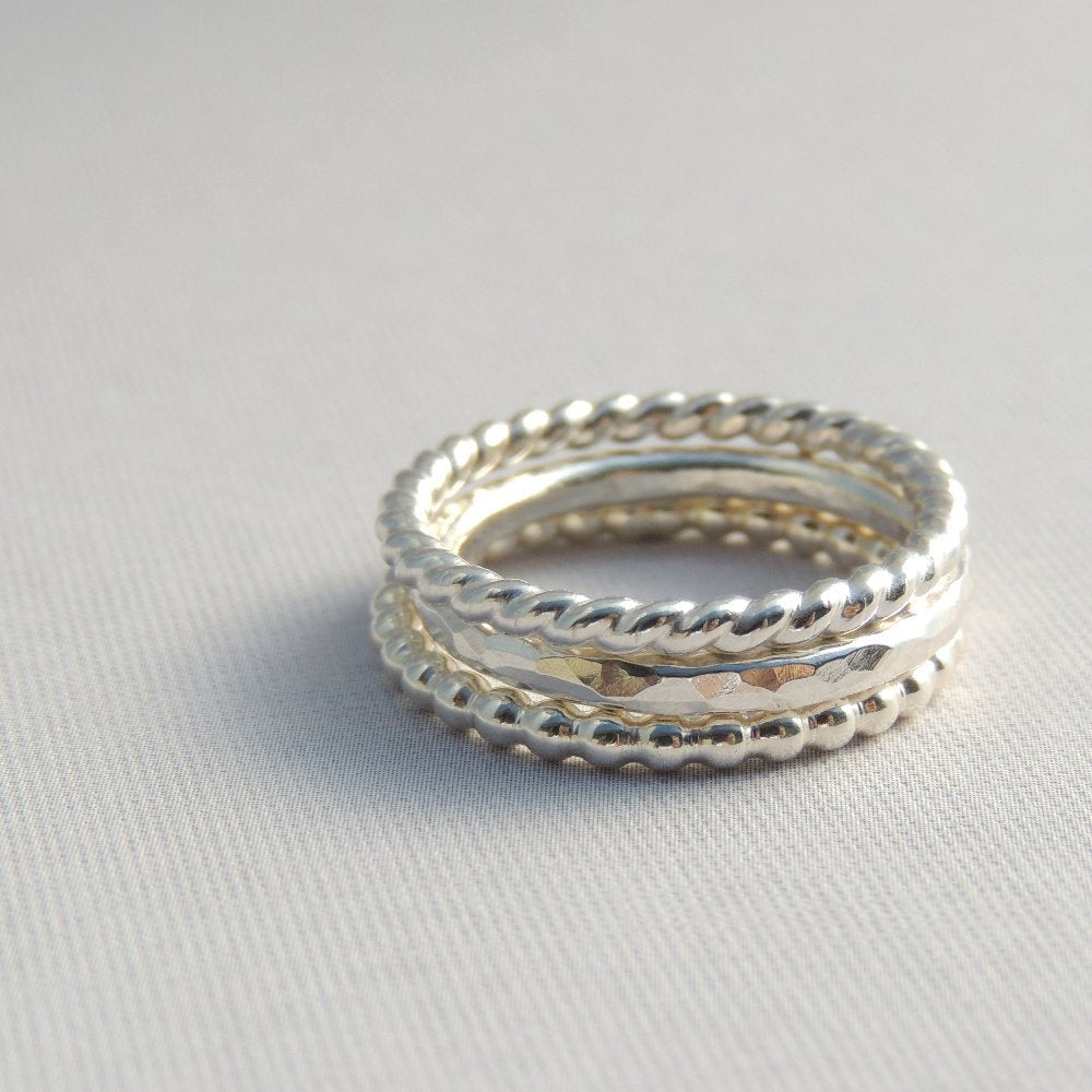 Sterling Silver Beaded Band Simple Sterling Silver Ring