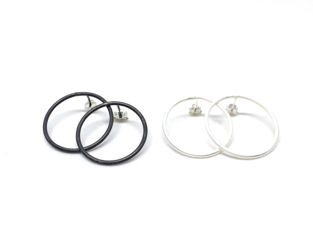 Boucles d'oreilles à tige rondes, boucles d'oreilles à tige minimalistes, grandes créoles en argent, boucles d'oreilles à tige rondes ouvertes, cadeau pour elle