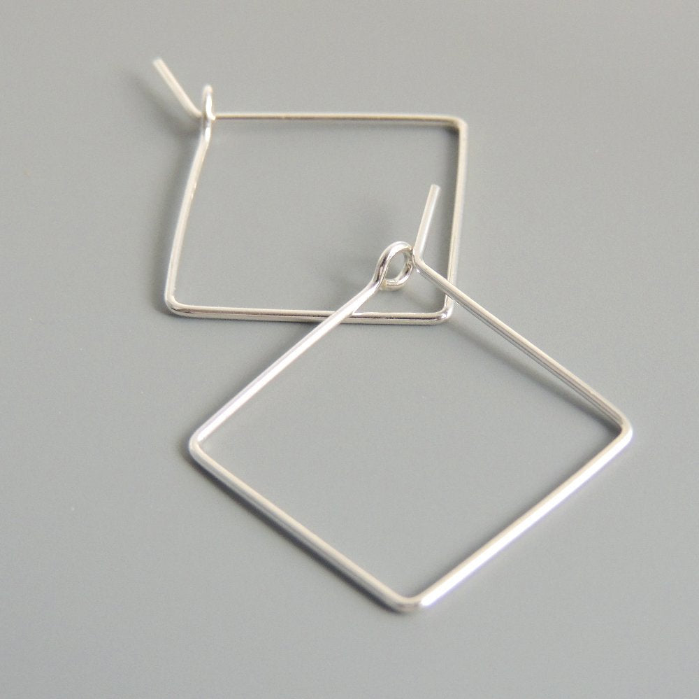 Square Hoops Sterling Silver Square 3/4 Inch Hoop Earrings Simple Minimalist Earrings