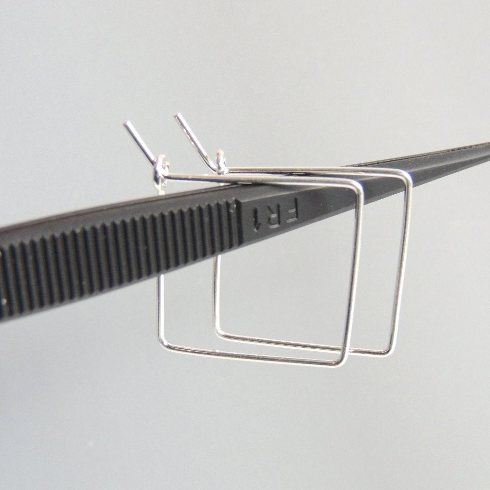 Square Hoops Sterling Silver Square 3/4 Inch Hoop Earrings Simple Minimalist Earrings